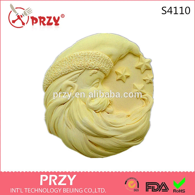 S4110 PRZY Santa Man in the Moon Silicone Soap Mold Silicone Candle Mold