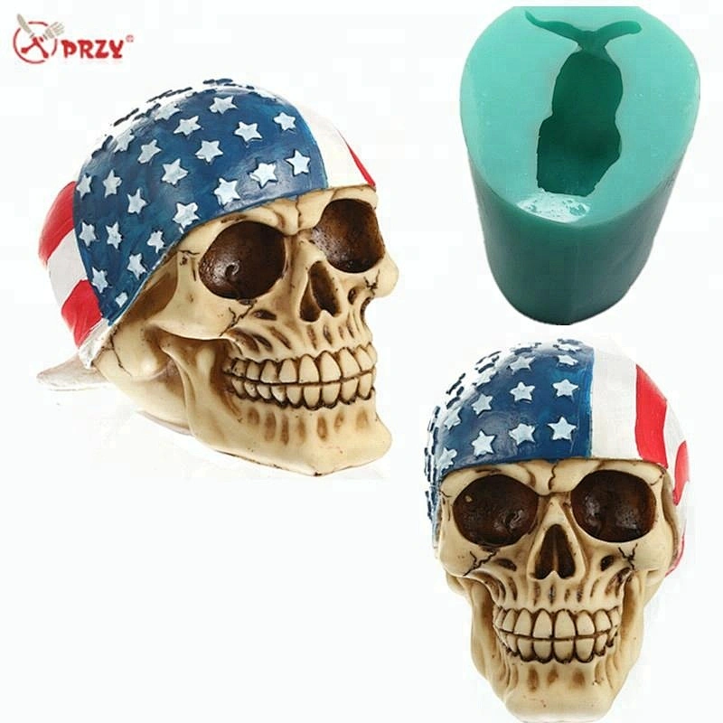 QT0003 Silicone halloween skull Silica gel mold 3d American flag skull head mould