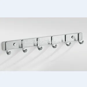 2017 Wall Mounted Aluminium Zinc 6 Hooks Bathroom Accessories Robe Hooks