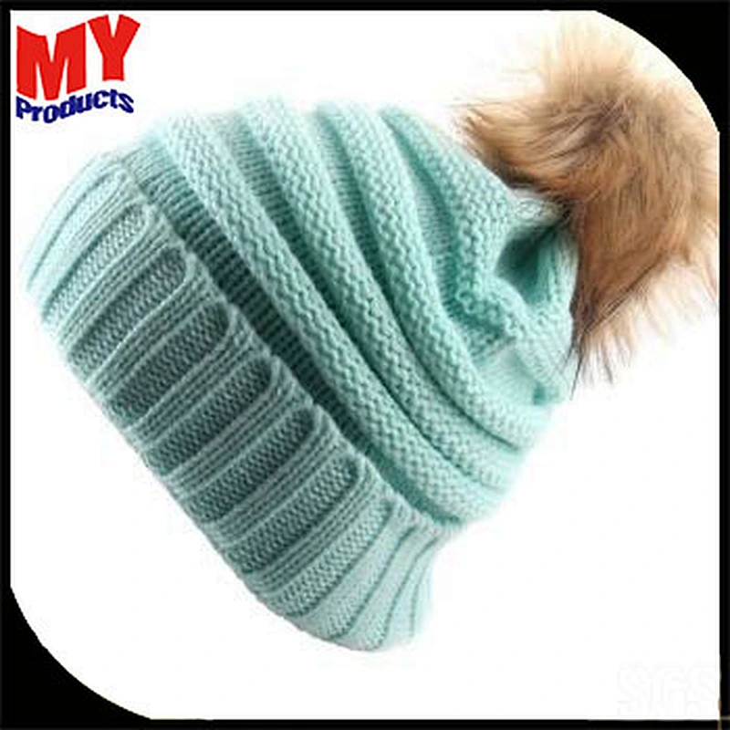 2017 cheap customzied top ball winter acrylic knitted beanie hat for adult