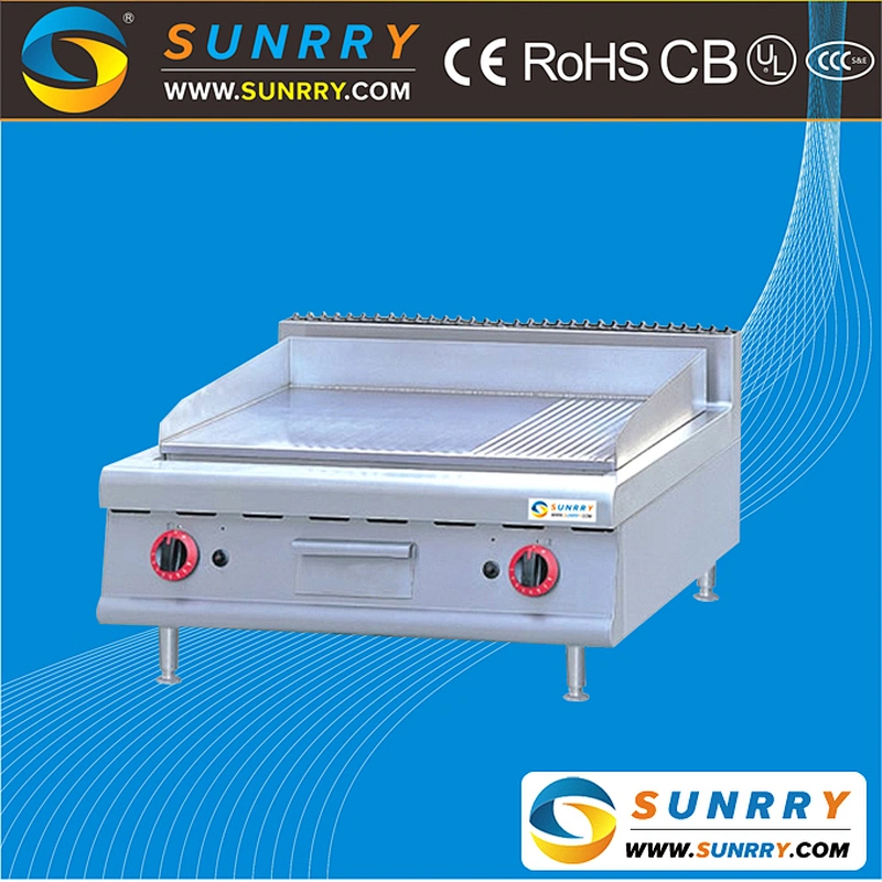 Commercial 2/3 flat and 1/3 grooved table-top gas teppanyyaki grill bbq griddle for restaurant equipment