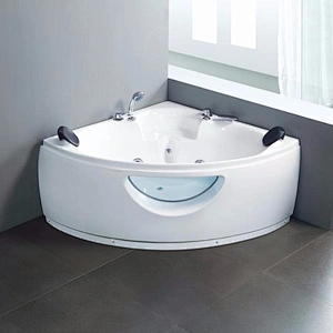 High quality two people massage bathtub acrylic tempered glass bathtub
