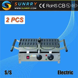 Stainless steel electric 4 portable rectangle birthday mini cake waffle cone making machine