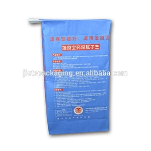 25kg 20kg interior building putty powder, cement kraft paper bag with valve port and square bottom