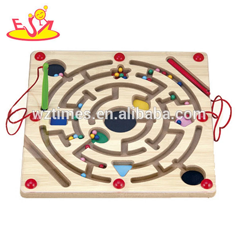 wholesale high quality baby wooden magnetic maze funny kids wooden magnetic maze W11H007