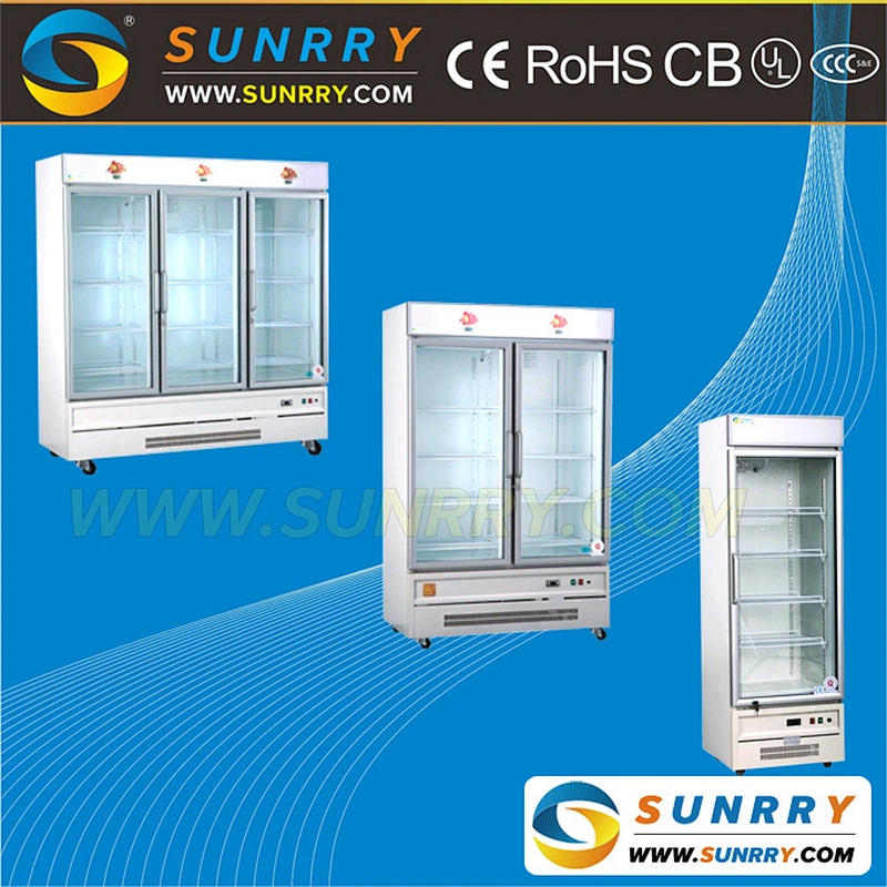 Commercial glass door lpg gas refrigerator for sale for chocolate, drink, fruit and vegetable
