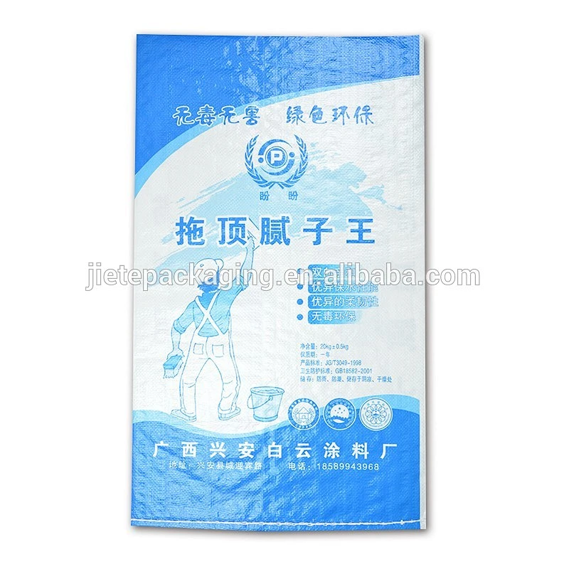 Clear PP woven bags printing custom design cement, putty bag
