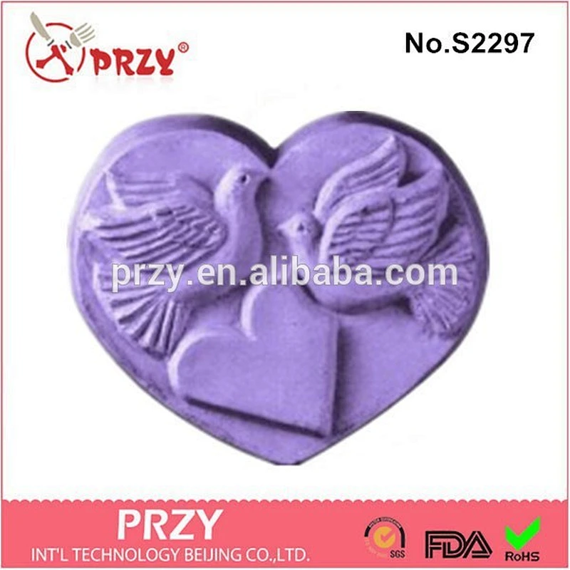 HEART WITH DOVES silicone soap molds for soap making