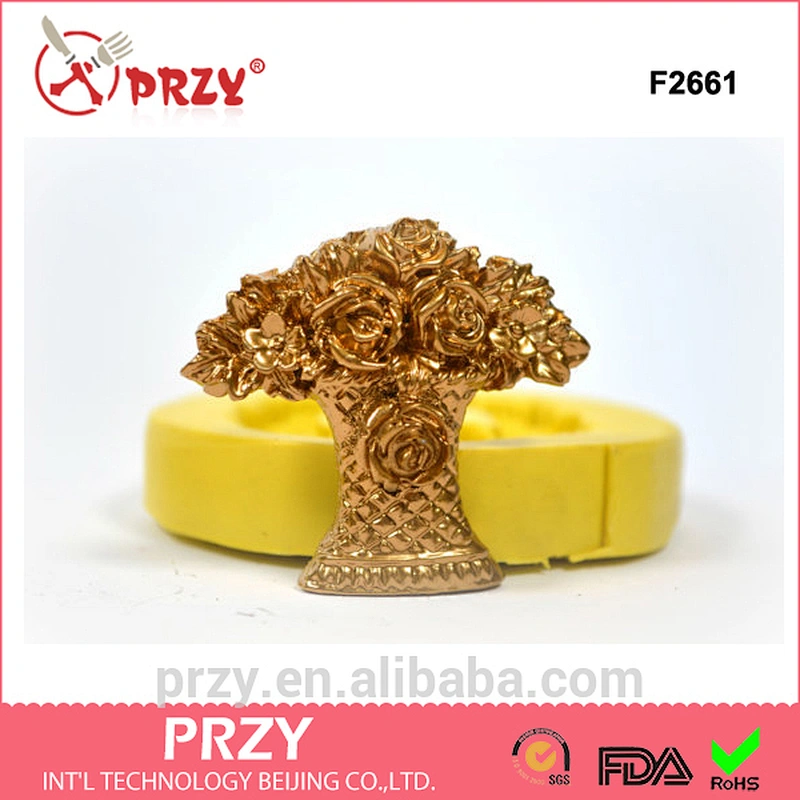 F2661Basket of Flowers silicone resin clay food grade cake decoration mold