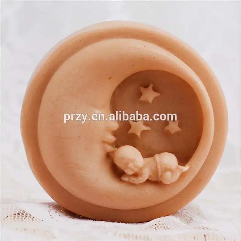 The moon with stars baby DIY silicone soap mold chocolate moulds