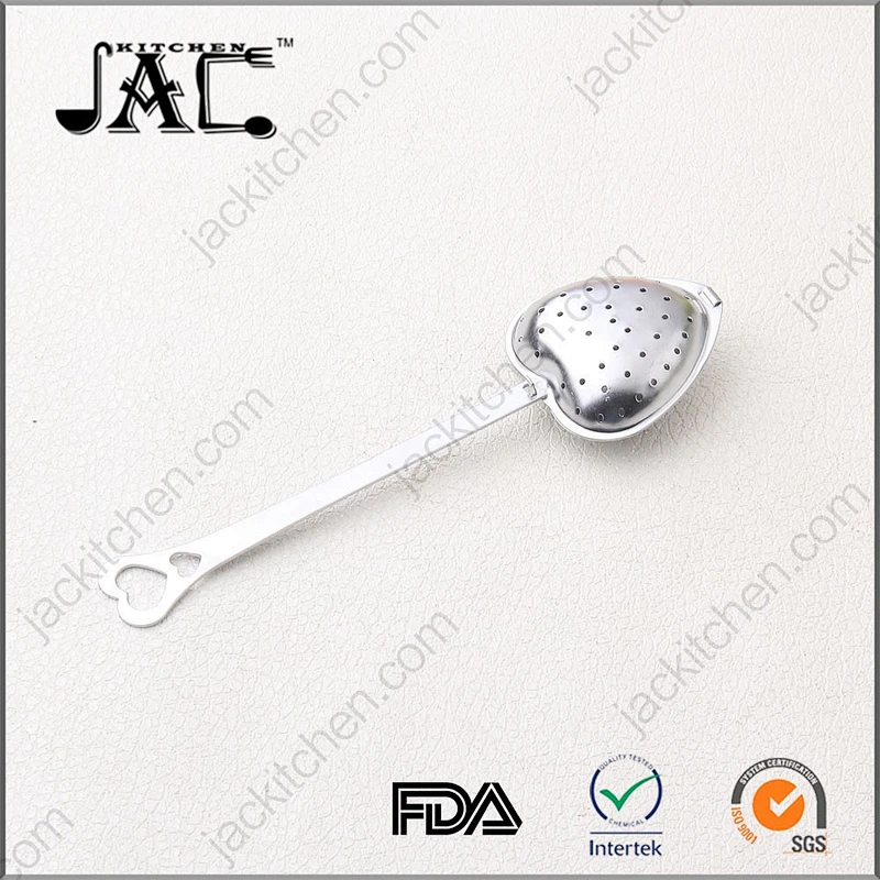 Tea Filter Long Grip Heart Shaped Tea Strainer