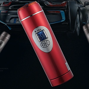 Popularly double wall auto heating mug with LCD display vacuum flask for car accessories
