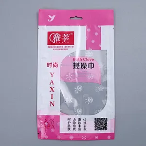 Pink and transparent PE bags are used to wrap the washcloth wholesale