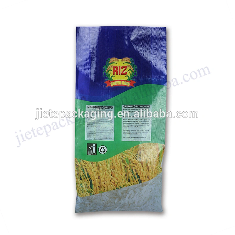 Design printed pp woven fabric basmati rice bag plastic packaging sack for wheat,bean,seed,flour,feed