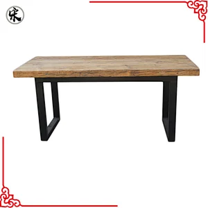 beijing factory price natural wood color industrial slab kitchen table