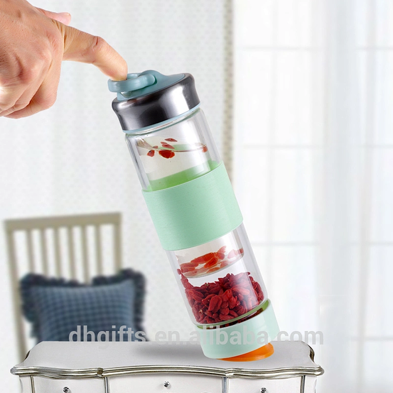 2018 New Eco-Friendly Glass Cup Glass Water Bottle with Cover for Outdoor Sports and Home and Travel