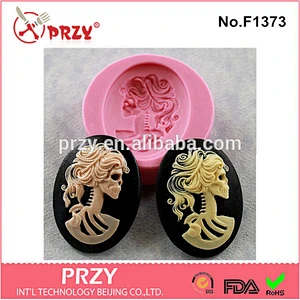 F1373 skull fondant silicone soap mould cake decorating silicone 3d Halloween cake molds