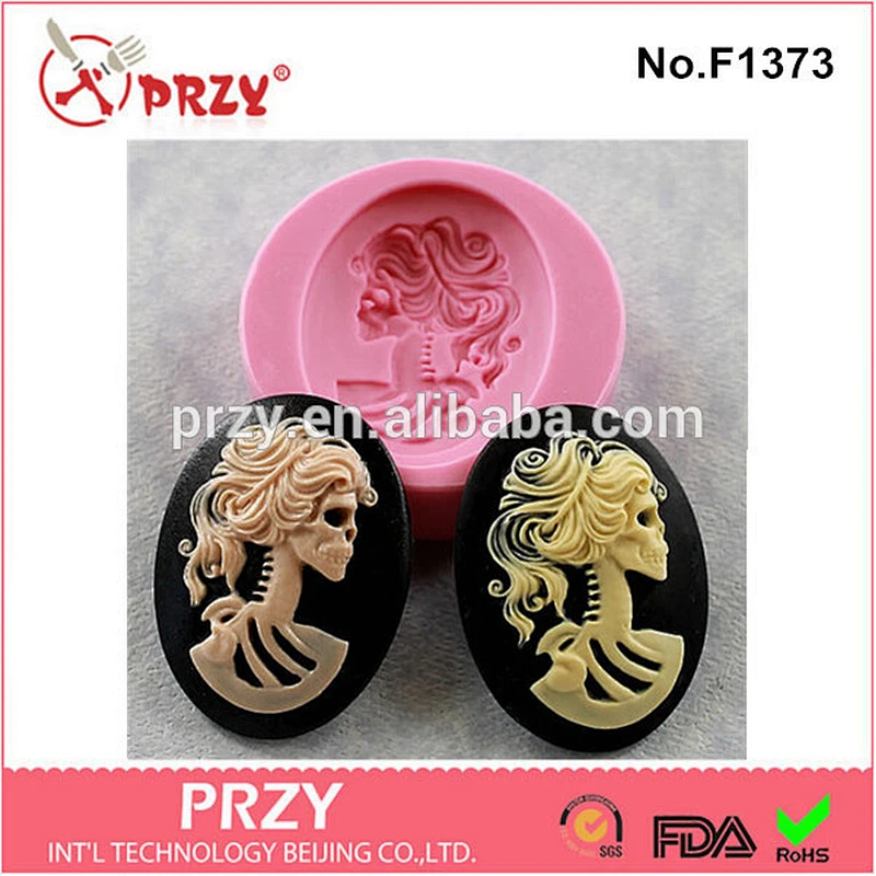 F1373 skull fondant silicone soap mould cake decorating silicone 3d Halloween cake molds
