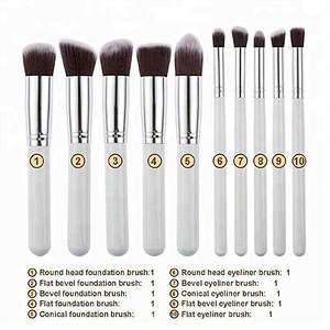White 10pcs Cosmetic Synthetic Hair Makeup Brush Set Private Label