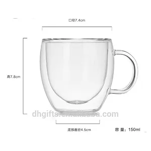 China wholesale 150ML borosilicate hand blown double wall glass