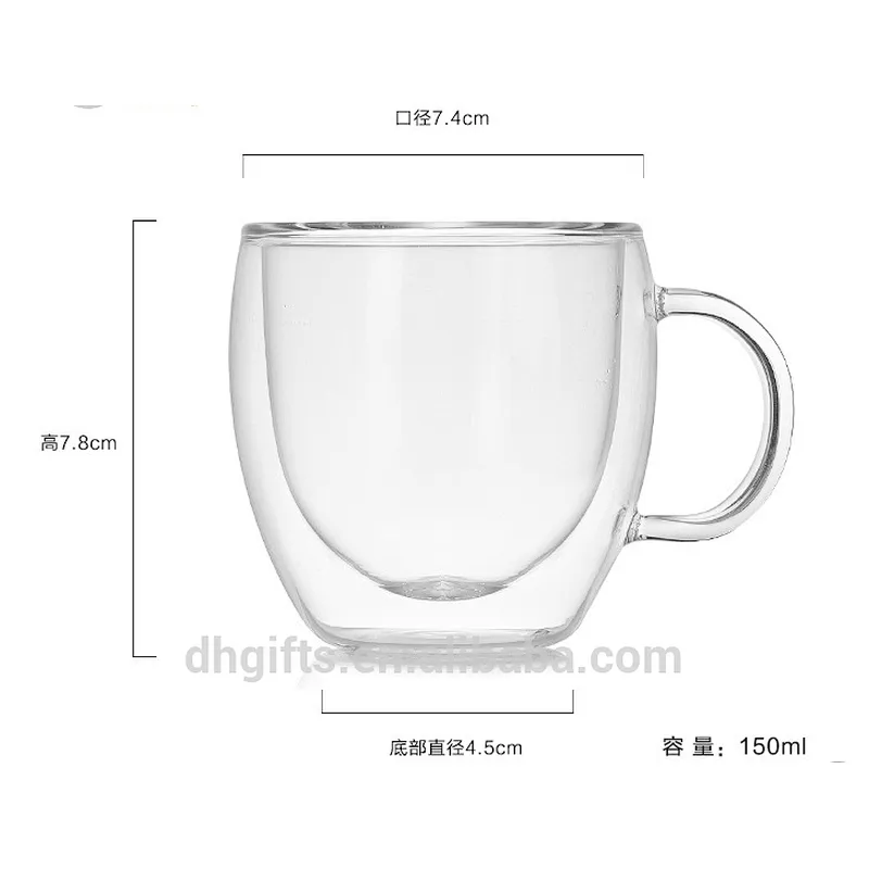 China wholesale 150ML borosilicate hand blown double wall glass