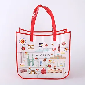 Custom red printed non-woven bag for shopping