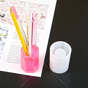 Pen holder molds crystal Epoxy mould creative table pen decoration container Mold