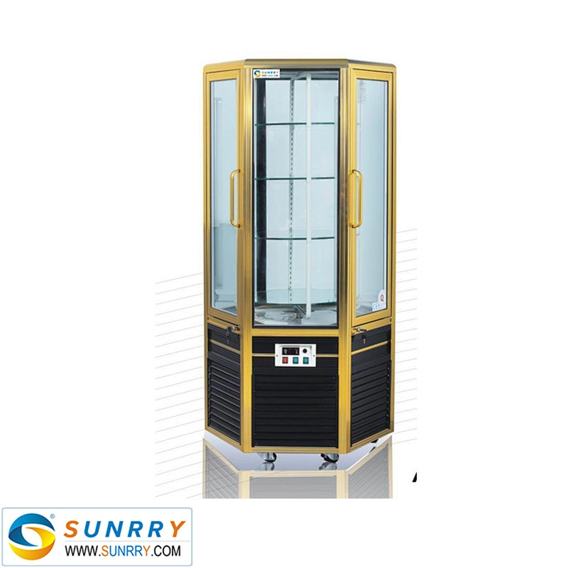 Upright mini ice cream cake display refrigerator showcase with rotating design