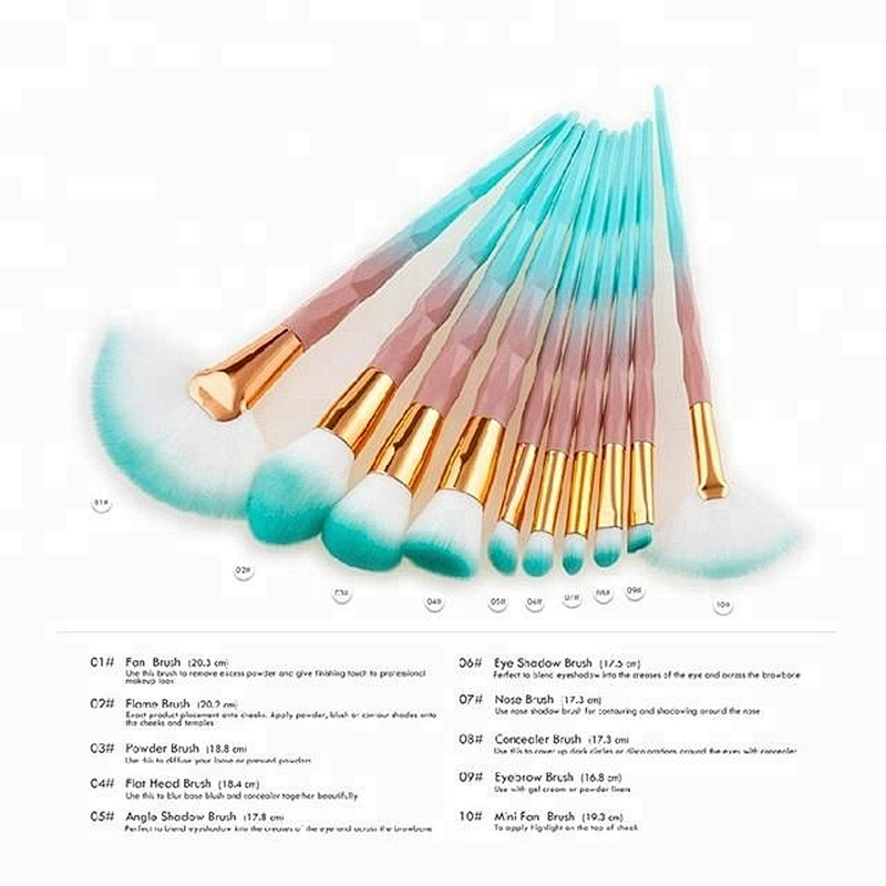 Newest Bamboo Design Handle 10pcs Cosmetic Makeup Brush Set With Soft Hair For Beauty