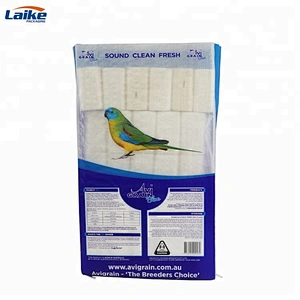 Moisture proof bopp laminated woven pp birdseed packaging bags, animal feed plastic bag sack 20kg