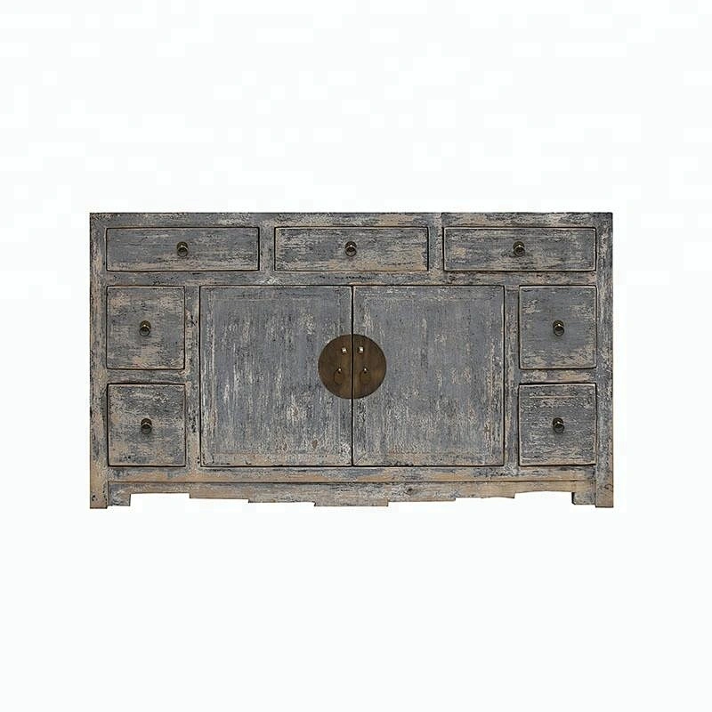 chinese antique reproduction distressed grey storage buffet store furniture