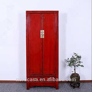 factory price of lacquered two door two drawer red chinese wedding cabinet