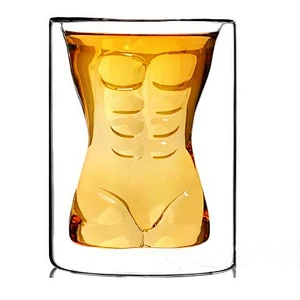 popular sexy glass cup cheap 350ml lady and men double wall glass mug creative man