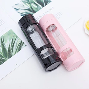2018 Top Seller Novelty Drinking Water Glass Bottle Cheap Promotional Travel Mug with PP Sleeve