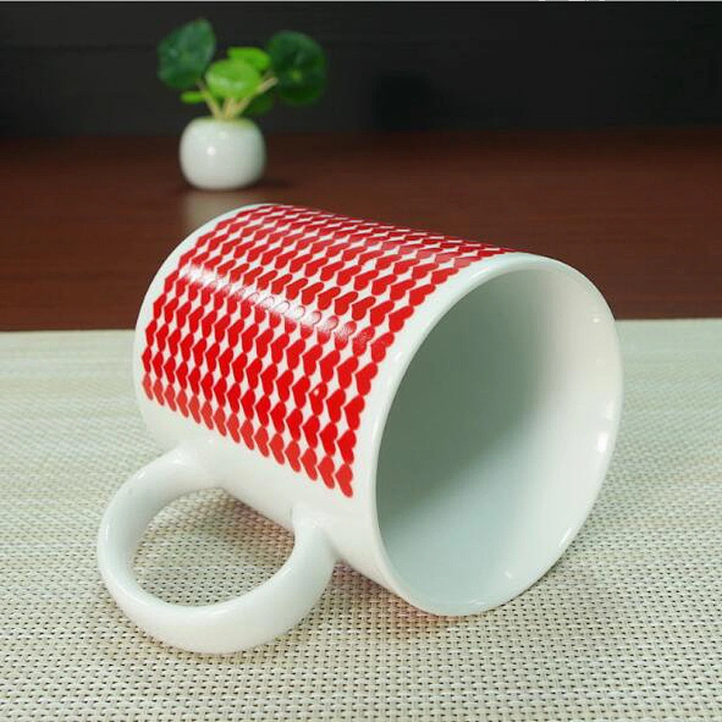 Romantic style red heart pattern color-changing mug ceramic cup for gift