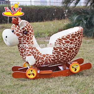 2018 Top fashion toddlers wooden rocking horse with wheels W16D081