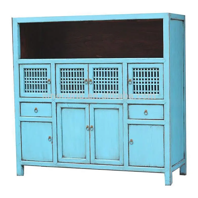wholesale furniture china Chinese antique kitchen cabinet with lattice wooden door