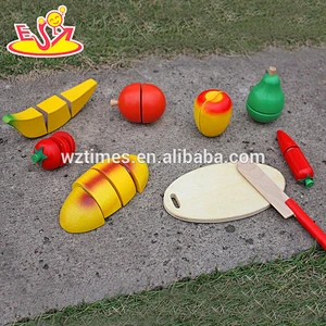 Wholesale role play wooden cutting food toy funny wooden cutting food toy for kids W10B106