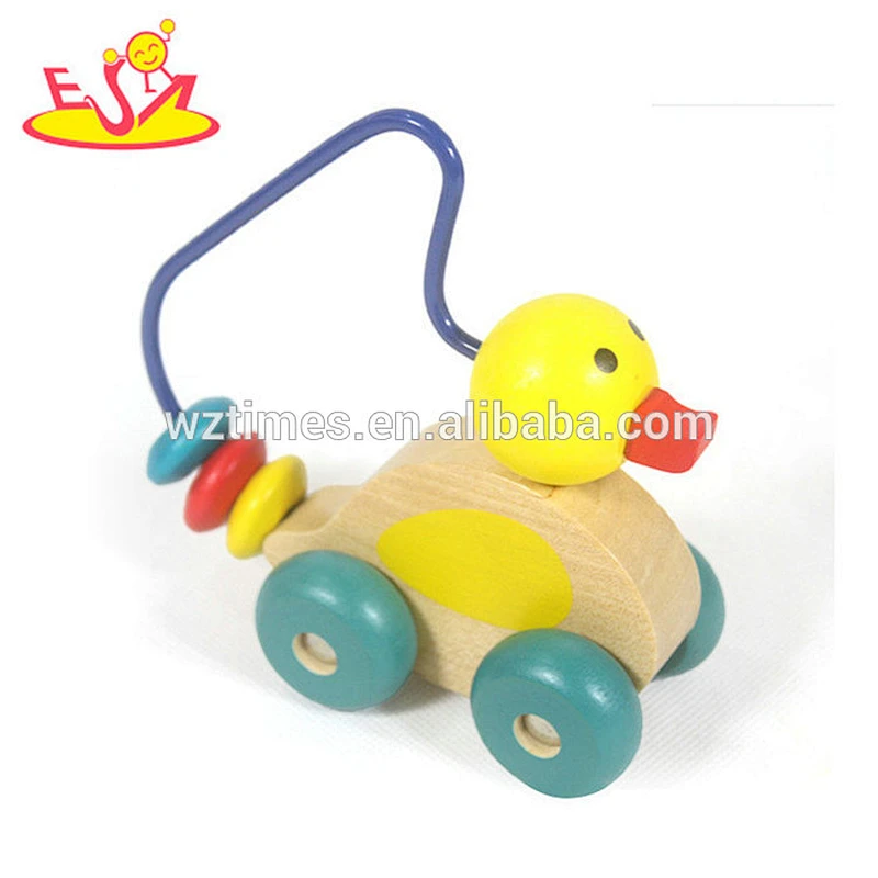 Wholesale preschool entertainment maze car toy cute wooden beads toy for toddlers W11B174