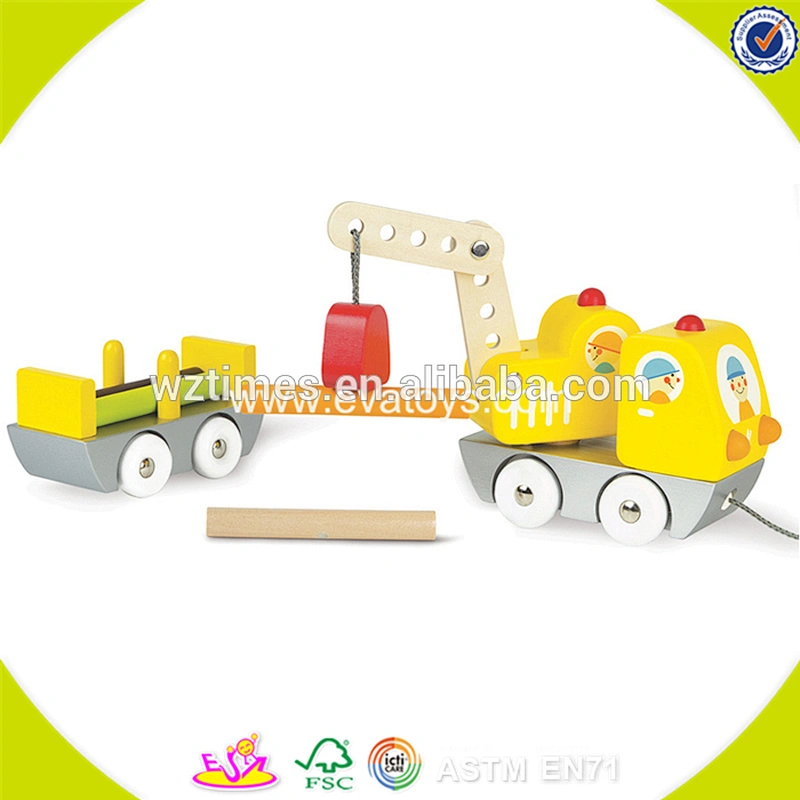 2018 wholesale baby toys wooden pull along train new design kids toys wooden pull along train with animals blocks W05C084