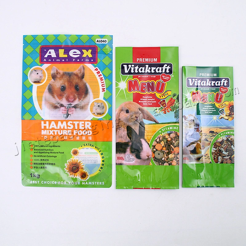 Plastic pe vacuum pet feed packaging bag 450g, 800g,bulk 20kg feed bag
