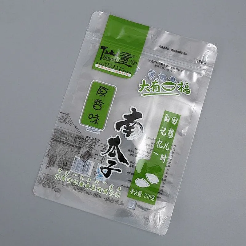 Transparent PE bag for melon seeds candy snack packaging
