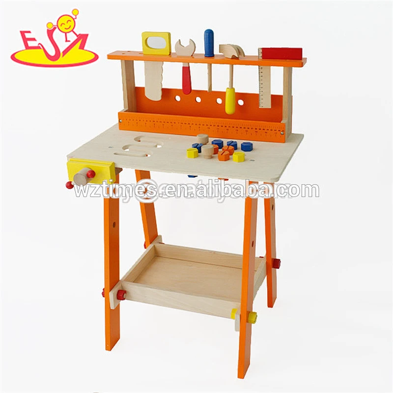 wholesale DIY pretend children wooden workbench toy interesting baby wooden workbench toy W03D028