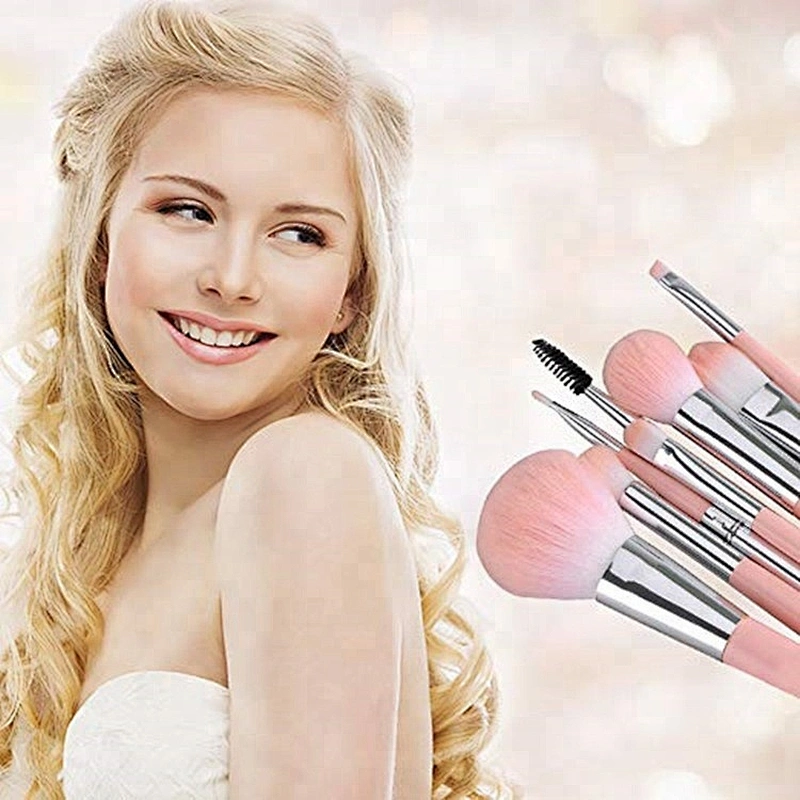 hot selling 8pcs pink premium makeup brushes set with holder kabuki foundation powder brush