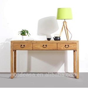 chinese antique style reclaimed elm wood color 3 drawers writing desk