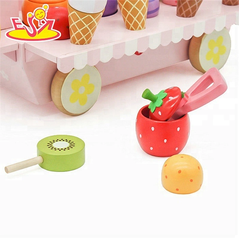 Best sale baby mini wooden ice cream truck toy for pretend play W10B080