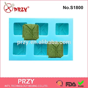 S1800 PRZY 6 cavity silicone leaf soap making mold