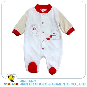 Simple style button design cotton long sleeve baby boy romper suit