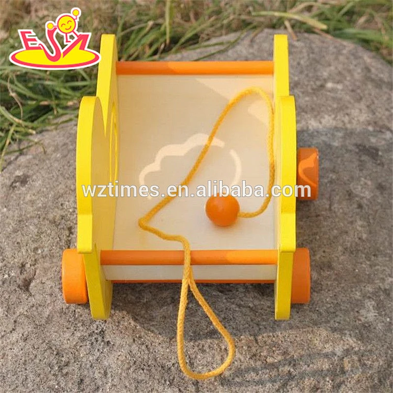 wholesale lovely duck baby wooden pull car toy new design wooden pull car toy for toddlers W05B158