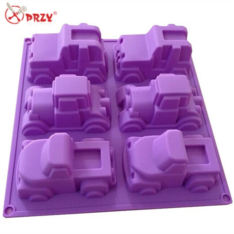 PRZY 6 cavities car Cake molds silicone car shaped handmade soap silicone moulds